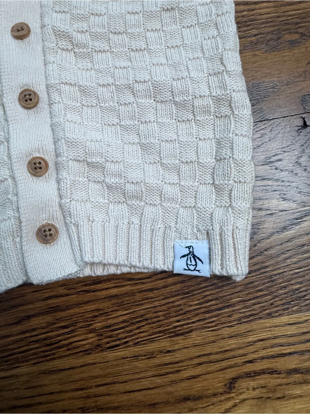 Original Penguin by Munsing Wear Boys Cream Knit Button-Front Sweater Shorts Set